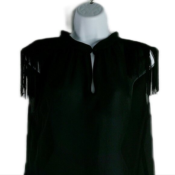 BCBGeneration - Sheer Black Fringed Top - Size Medium - Picture 4 of 6